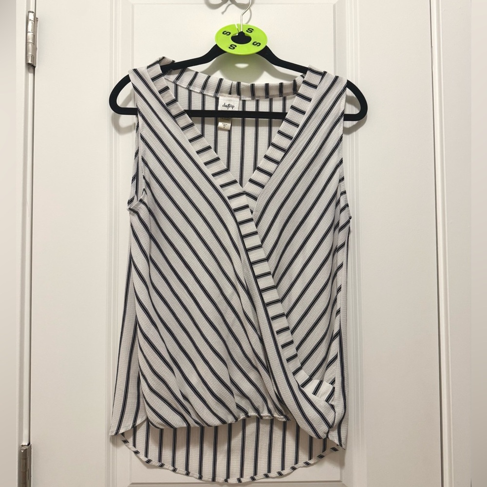 Black and White V-Neck Blouse